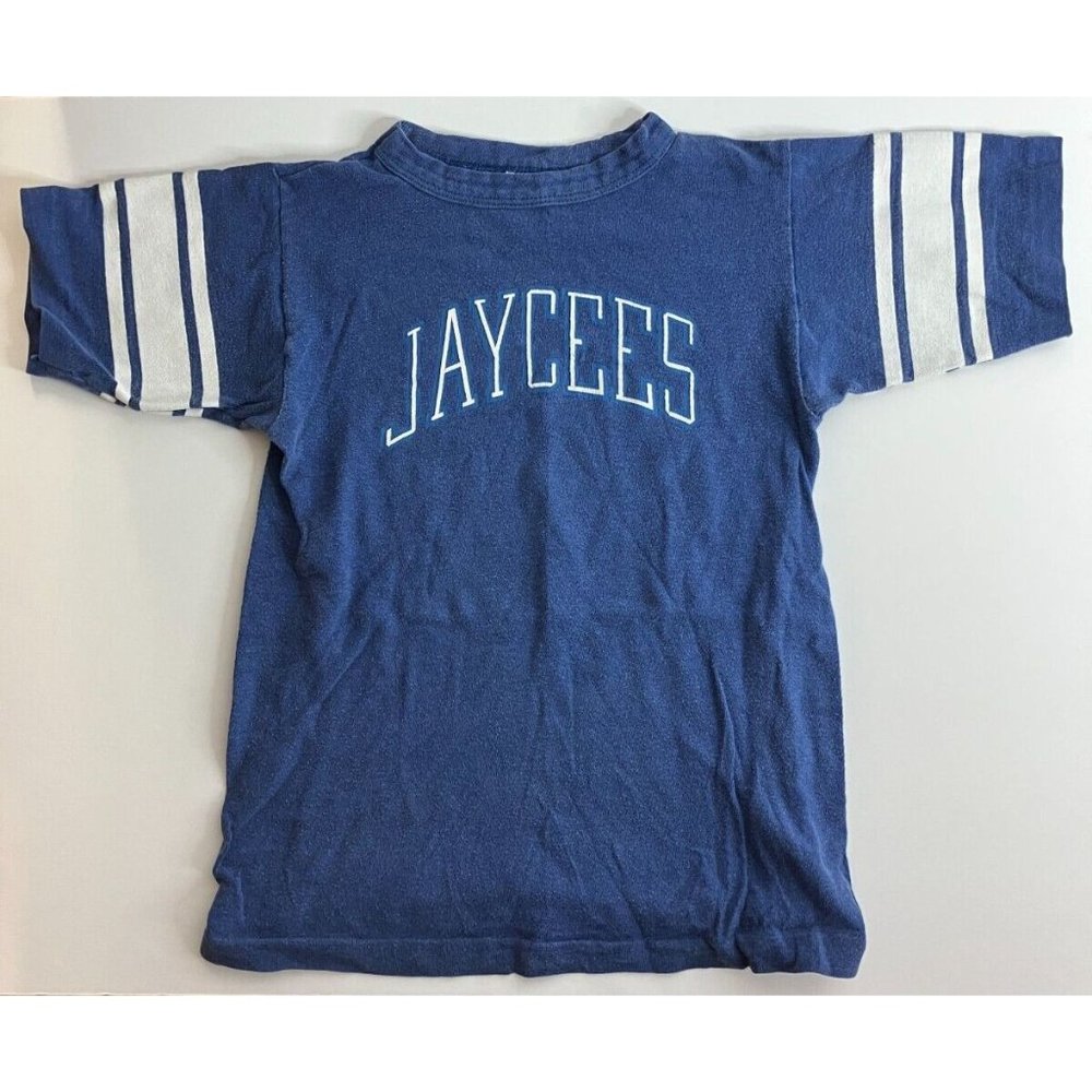 Vintage 80's Kids Size 10-12 Jaycees Champion Blue Made in USA T-Shirt